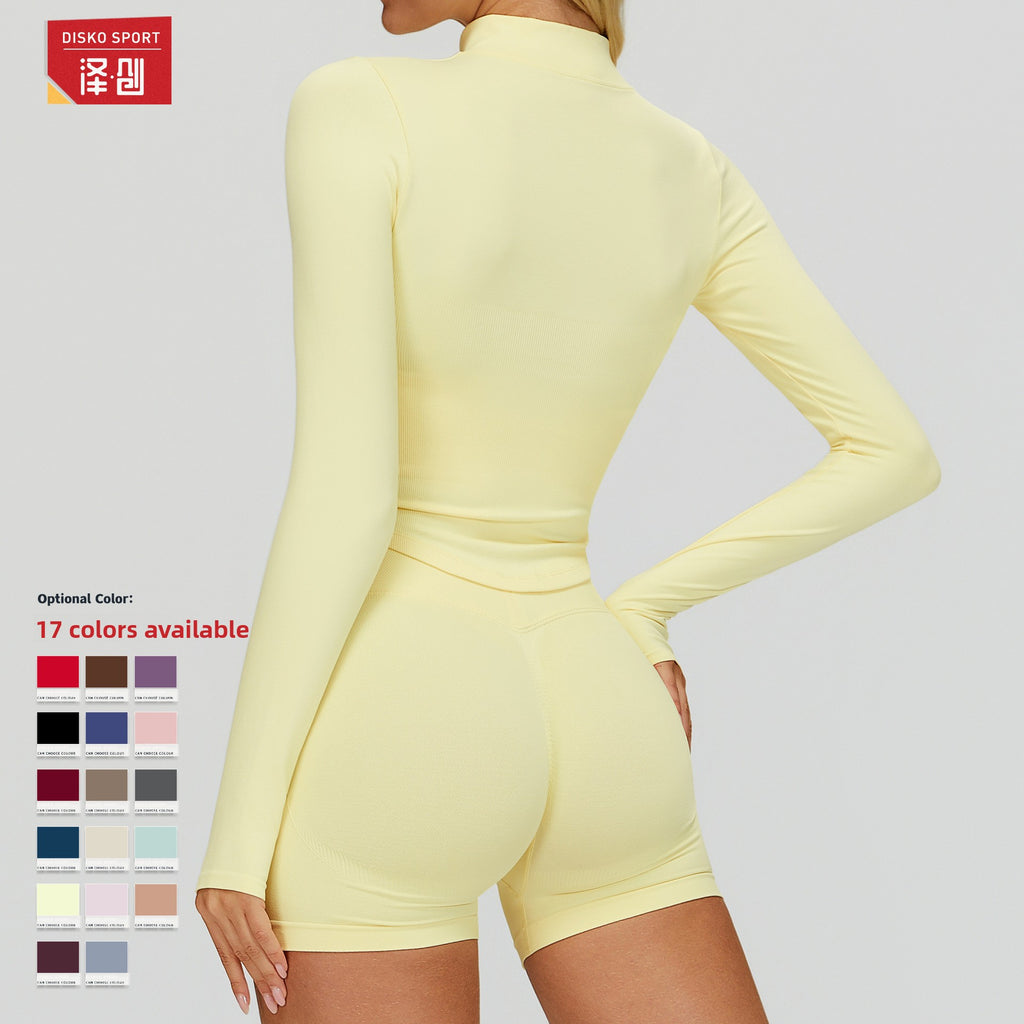 Womens Stand Collar Zipper Long Sleeve Yoga Coat