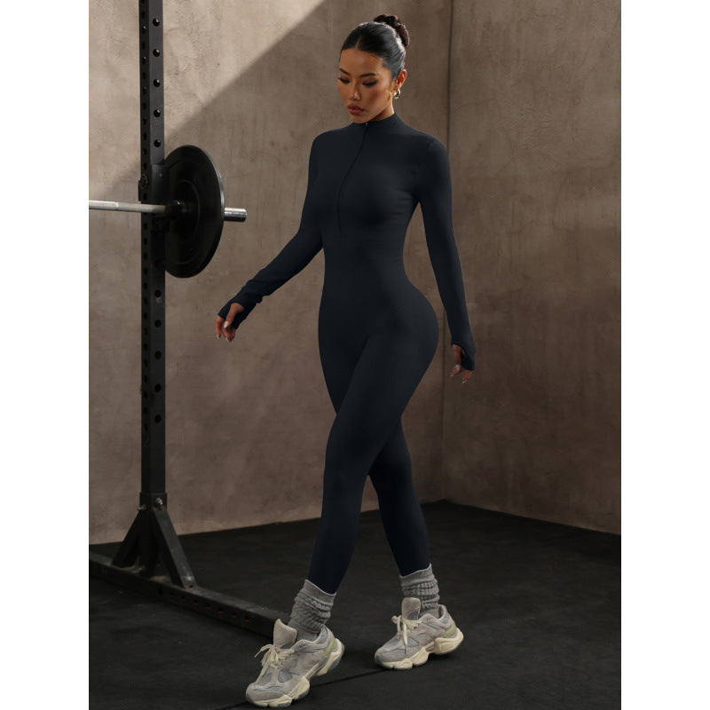 Womens Seamless Yoga Jumpsuit Long Sleeve Fitness Wear