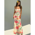Womens Backless Strappy Fishtail Long Dress