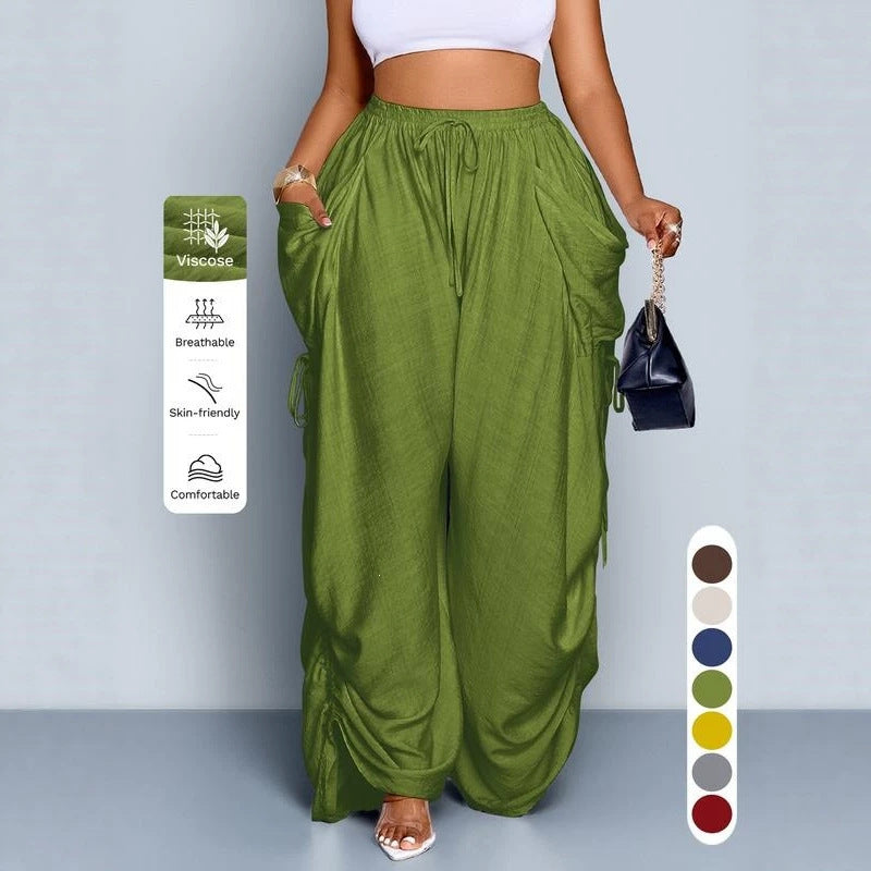 Womens Retro Punk Drawstring Wide Leg Pants