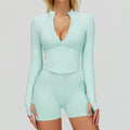 Womens Stand Collar Zipper Long Sleeve Yoga Coat